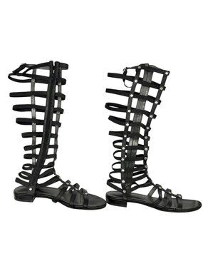 Stuart Weitzman Gladiator Sandal Black Nappa Leather - Size 6